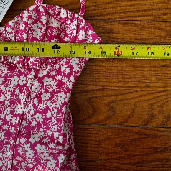 XS NWT Floral Zara Hot Pink One Piece Structured Corset Bustier Top - Picture 4 of 4